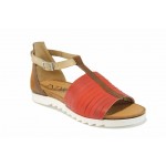 Червени анатомични дамски сандали, естествена кожа - ежедневни обувки за пролетта и лятото N 100012654