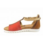 Червени анатомични дамски сандали, естествена кожа - ежедневни обувки за пролетта и лятото N 100012654