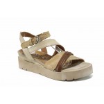 Бежови анатомични дамски сандали, естествена кожа - ежедневни обувки за пролетта и лятото N 100012655