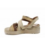 Бежови анатомични дамски сандали, естествена кожа - ежедневни обувки за пролетта и лятото N 100012655