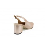 Коралови дамски обувки със среден ток, здрава еко-кожа - елегантни обувки за пролетта и лятото N 100012641