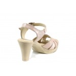 Розови анатомични дамски сандали, естествена кожа - ежедневни обувки за пролетта и лятото N 100012645