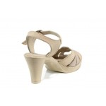 Бежови анатомични дамски сандали, естествена кожа - ежедневни обувки за пролетта и лятото N 100012646