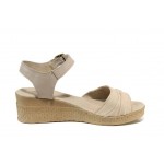Бежови анатомични дамски сандали, естествена кожа - ежедневни обувки за пролетта и лятото N 100012649