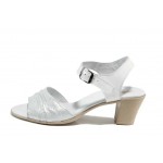 Бели анатомични дамски сандали, естествена кожа - ежедневни обувки за пролетта и лятото N 100012648