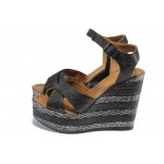 Черни дамски сандали, естествена кожа - всекидневни обувки за пролетта и лятото N 100012694