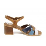 Сини анатомични дамски сандали, естествена кожа - всекидневни обувки за пролетта и лятото N 100012696