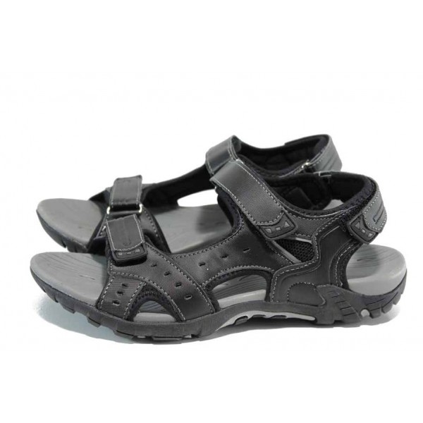 Черни дамски сандали, здрава еко-кожа - ежедневни обувки за пролетта и лятото N 100012680