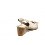 Бежови анатомични дамски обувки със среден ток, естествена кожа - всекидневни обувки за пролетта и лятото N 100012698