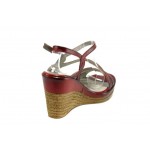 Червени дамски сандали, естествена кожа - всекидневни обувки за пролетта и лятото N 100012690