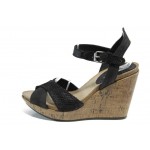 Черни анатомични дамски сандали, естествена кожа - ежедневни обувки за пролетта и лятото N 100012748