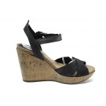 Черни анатомични дамски сандали, естествена кожа - ежедневни обувки за пролетта и лятото N 100012748