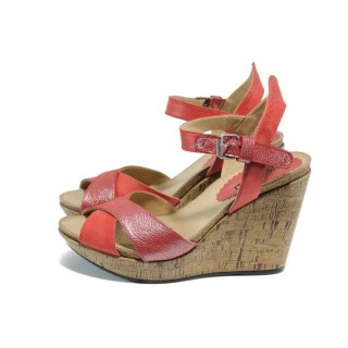 Червени анатомични дамски сандали, естествена кожа - ежедневни обувки за пролетта и лятото N 100012747