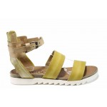 Жълти ортопедични дамски сандали, естествена кожа - ежедневни обувки за пролетта и лятото N 100012743