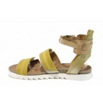 Жълти ортопедични дамски сандали, естествена кожа - ежедневни обувки за пролетта и лятото N 100012743