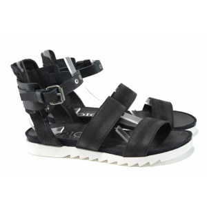 Черни ортопедични дамски сандали, естествена кожа - ежедневни обувки за пролетта и лятото N 100012742