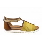 Жълти анатомични дамски сандали, естествена кожа - ежедневни обувки за пролетта и лятото N 100012744