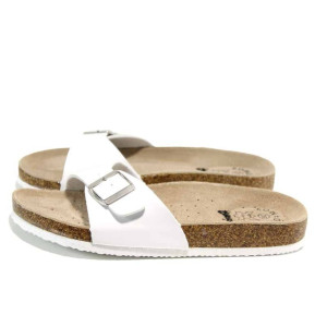 Бели анатомични дамски чехли, здрава еко-кожа - ежедневни обувки за пролетта и лятото N 100012774