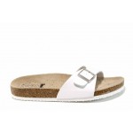 Бели анатомични дамски чехли, здрава еко-кожа - ежедневни обувки за пролетта и лятото N 100012774