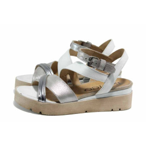 Бели анатомични дамски сандали, естествена кожа - всекидневни обувки за пролетта и лятото N 100012785