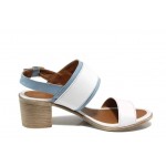 Бели дамски сандали, естествена кожа - ежедневни обувки за целогодишно ползване N 100012791