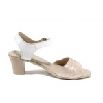 Розови анатомични дамски сандали, естествена кожа - ежедневни обувки за пролетта и лятото N 100012799