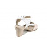 Розови анатомични дамски сандали, естествена кожа - ежедневни обувки за пролетта и лятото N 100012799