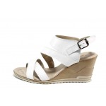 Бели анатомични дамски сандали, естествена кожа - ежедневни обувки за пролетта и лятото N 100012794
