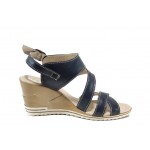 Сини анатомични дамски сандали, естествена кожа - ежедневни обувки за пролетта и лятото N 100012793