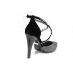Сребристи дамски обувки с висок ток, здрава еко-кожа - официални обувки за пролетта и лятото N 100012804