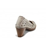 Бежови ортопедични дамски обувки със среден ток, естествена кожа - ежедневни обувки N 100012815