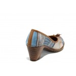 Сини ортопедични дамски обувки със среден ток, естествена кожа - ежедневни обувки N 100012816