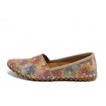 Бежови дамски обувки с равна подметка, естествена кожа - ежедневни обувки за пролетта и лятото N 100012817