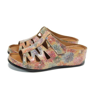 Бежови дамски чехли, естествена кожа - ежедневни обувки за пролетта и лятото N 100012813