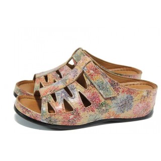 Бежови дамски чехли, естествена кожа - ежедневни обувки за пролетта и лятото N 100012813