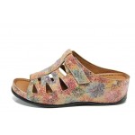 Бежови дамски чехли, естествена кожа - ежедневни обувки за пролетта и лятото N 100012813