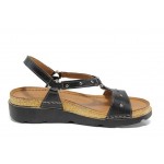 Черни ортопедични дамски сандали, естествена кожа - ежедневни обувки за пролетта и лятото N 100012844