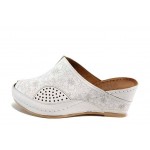Бели ортопедични дамски чехли, естествена кожа - ежедневни обувки за пролетта и лятото N 100012830