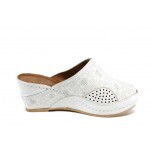 Бели ортопедични дамски чехли, естествена кожа - ежедневни обувки за пролетта и лятото N 100012830