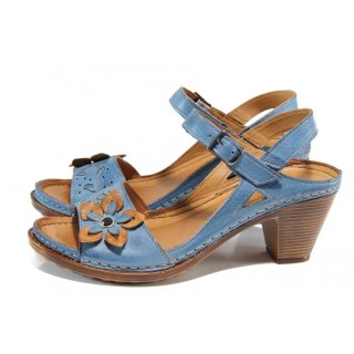 Сини дамски сандали, естествена кожа - ежедневни обувки за пролетта и лятото N 100012836