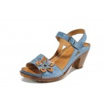 Сини дамски сандали, естествена кожа - ежедневни обувки за пролетта и лятото N 100012836