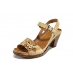 Бежови ортопедични дамски сандали, естествена кожа - ежедневни обувки за пролетта и лятото N 100012835