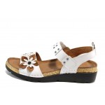 Бели ортопедични дамски сандали, естествена кожа - ежедневни обувки за пролетта и лятото N 100012842