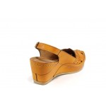 Оранжеви ортопедични дамски сандали, естествена кожа - ежедневни обувки за пролетта и лятото N 100012838