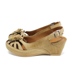 Бежови ортопедични дамски сандали, естествена кожа - ежедневни обувки за пролетта и лятото N 100012841