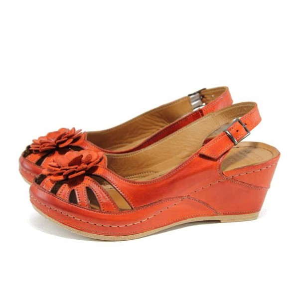 Червени ортопедични дамски сандали, естествена кожа - ежедневни обувки за пролетта и лятото N 100012839