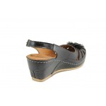 Черни ортопедични дамски сандали, естествена кожа - ежедневни обувки за пролетта и лятото N 100012840