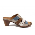 Бежови ортопедични дамски чехли, естествена кожа - ежедневни обувки за пролетта и лятото N 100012832