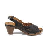 Черни ортопедични дамски сандали, естествена кожа - ежедневни обувки за пролетта и лятото N 100012845
