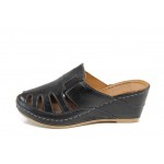 Черни ортопедични дамски чехли, естествена кожа - ежедневни обувки за пролетта и лятото N 100012853